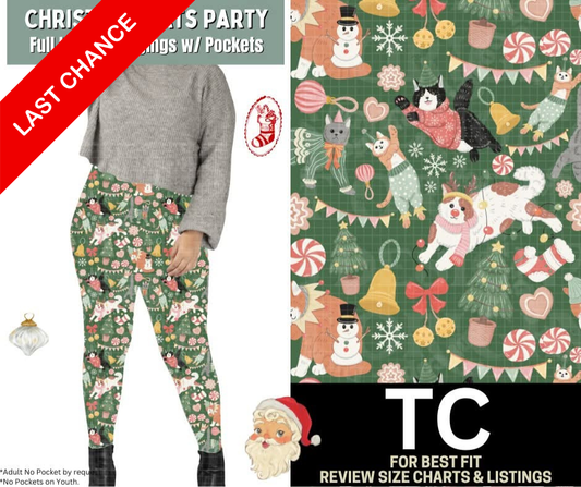 Christmas Cats Party Full Length Leggings w/ Pockets