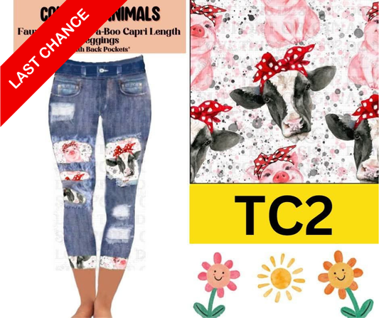 Country Animals Capri Faux Denim Peekaboo