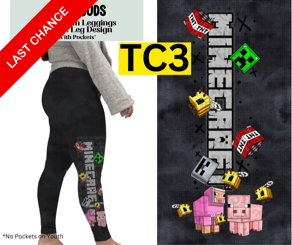 Block Buds Full Length Leggings w/ Side Leg Designs