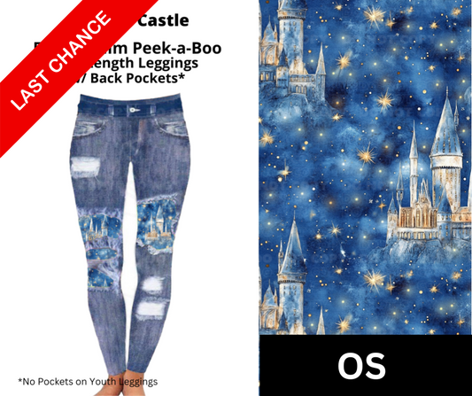 Starry Castle Faux Denim Full Length Peekaboo Leggings