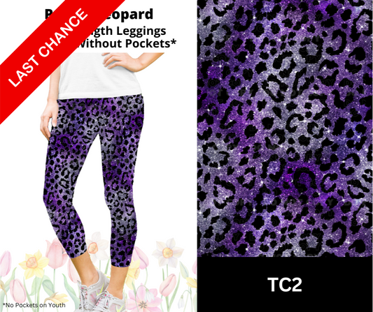 Purple Leopard Capri Length Leggings w/ Pockets