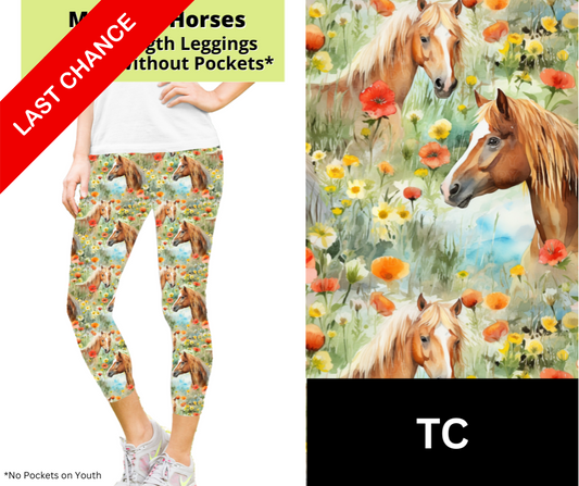 Meadow Horses Capri Length Leggings w/ Pockets