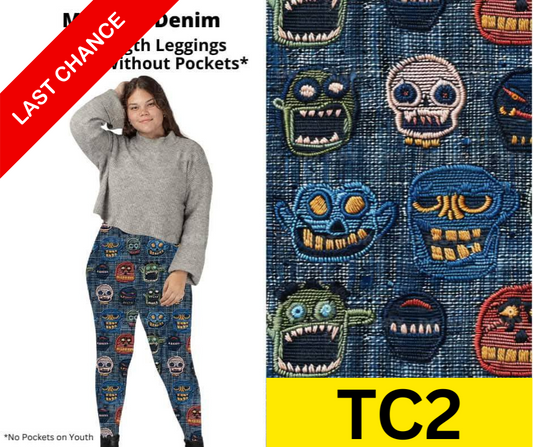 Monster Denim Full Length Leggings w/ Pockets