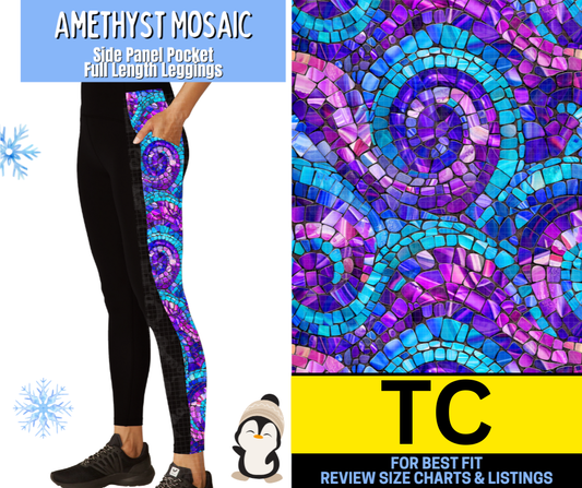 Amethyst Mosaic Side Panel Pocket Full Length Leggings