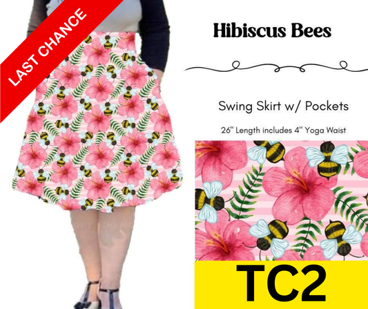 Hibiscus Bees Swing Skirt
