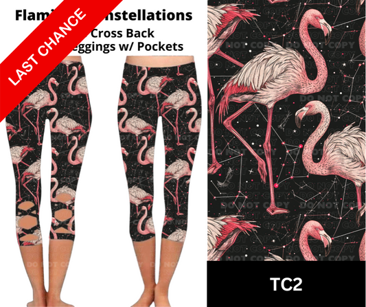 Flamingo Constellations Criss Cross Capri w/ Pockets