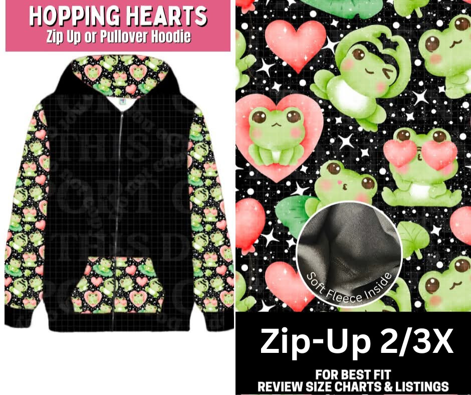 Hopping Hearts Zip-Up Hoodie