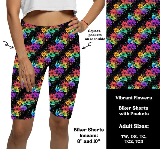 VIBRANT FLOWERS -  Bike Shorts with Pockets Preorder Closes  7/29
