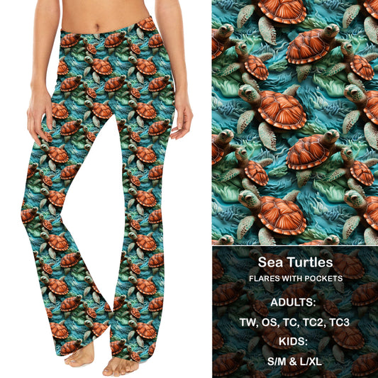 Sea Turtles - Yoga Flares with Pockets Preorder Closes 9/20 eta late Oct