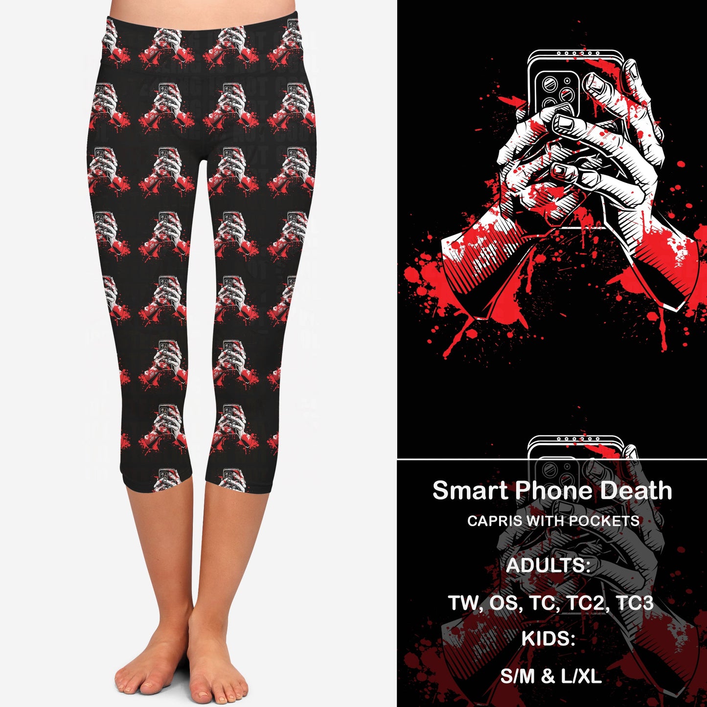 Smart Phone Death Leggings & Capris with Pockets Preorder Closes 7/31 eta September