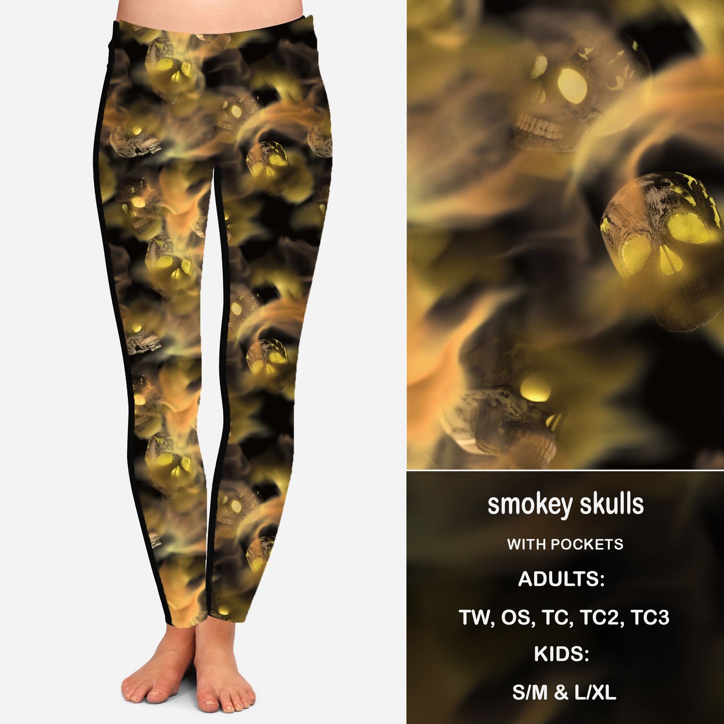 SMOKEY SKULLS - Leggings with Pockets Preorder Closes 8/11 ETA SEPT