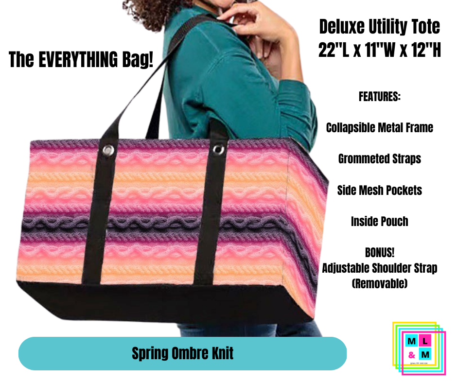 Spring Ombre Knit Collapsible Tote