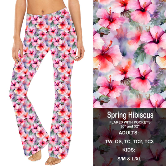 Spring Hibiscus - Yoga Flares with Pockets Preorder Closes 2/23