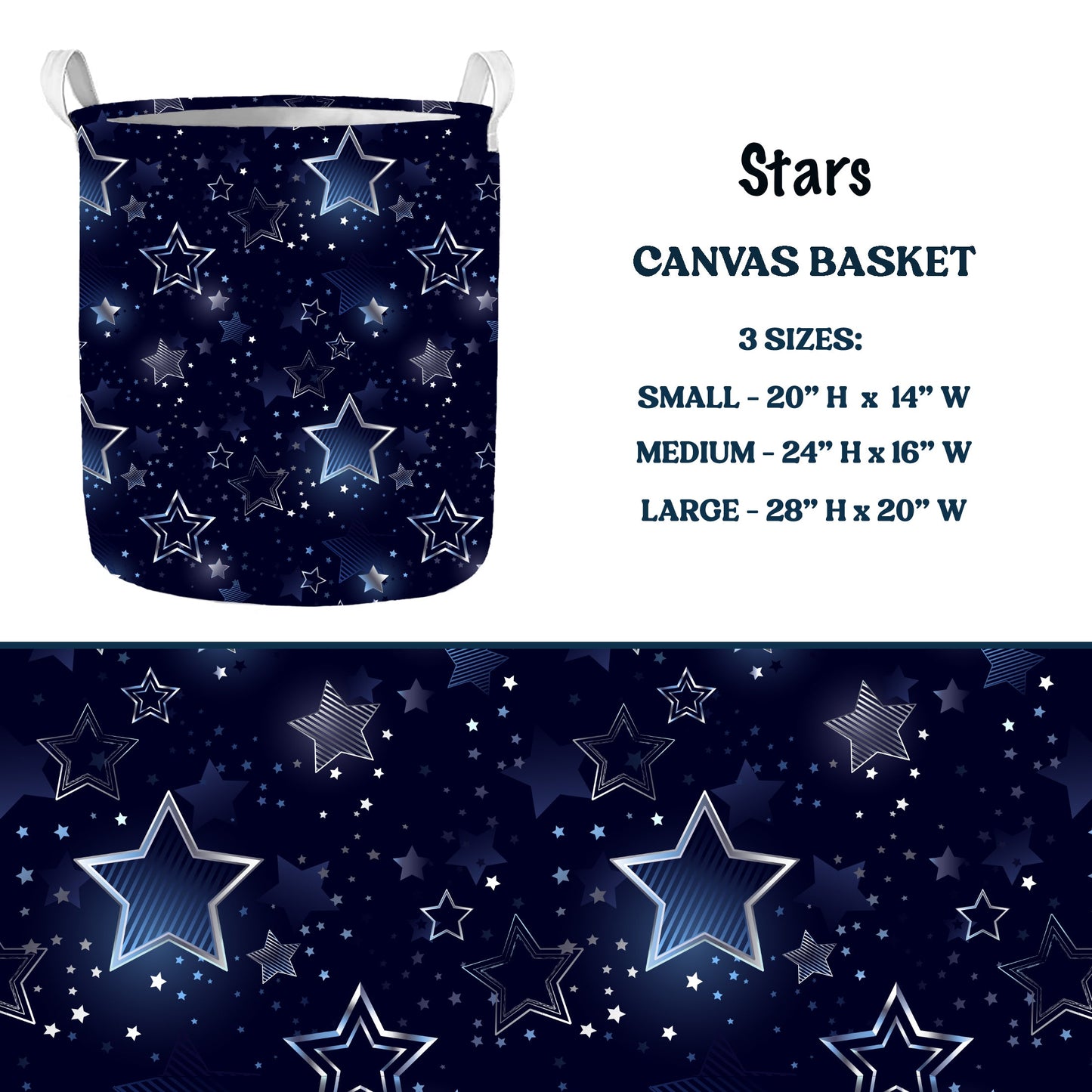 Stars Multi Purpose Canvas Baskets 3 Sizes closes 7/11 eta 6/-8 weeks