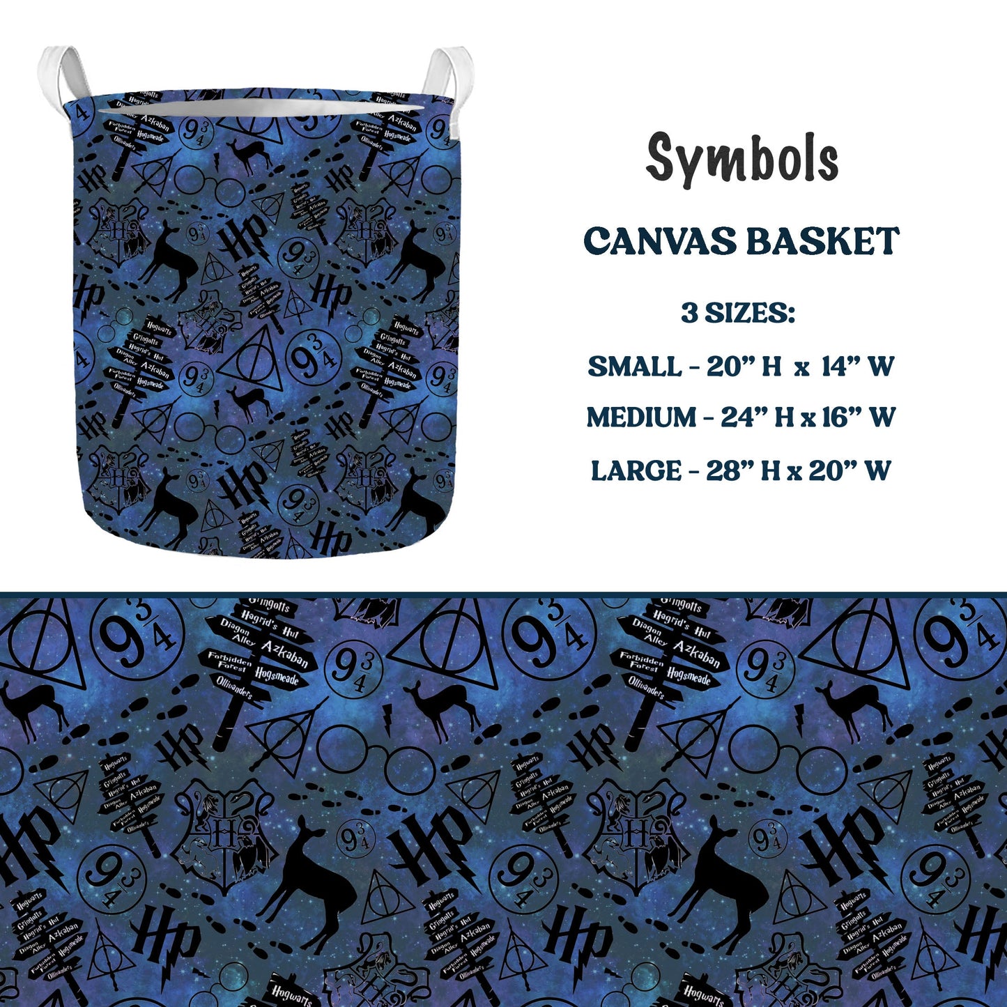 Symbols Multi Purpose Canvas Baskets 3 Sizes closes 7/11 eta 6/-8 weeks