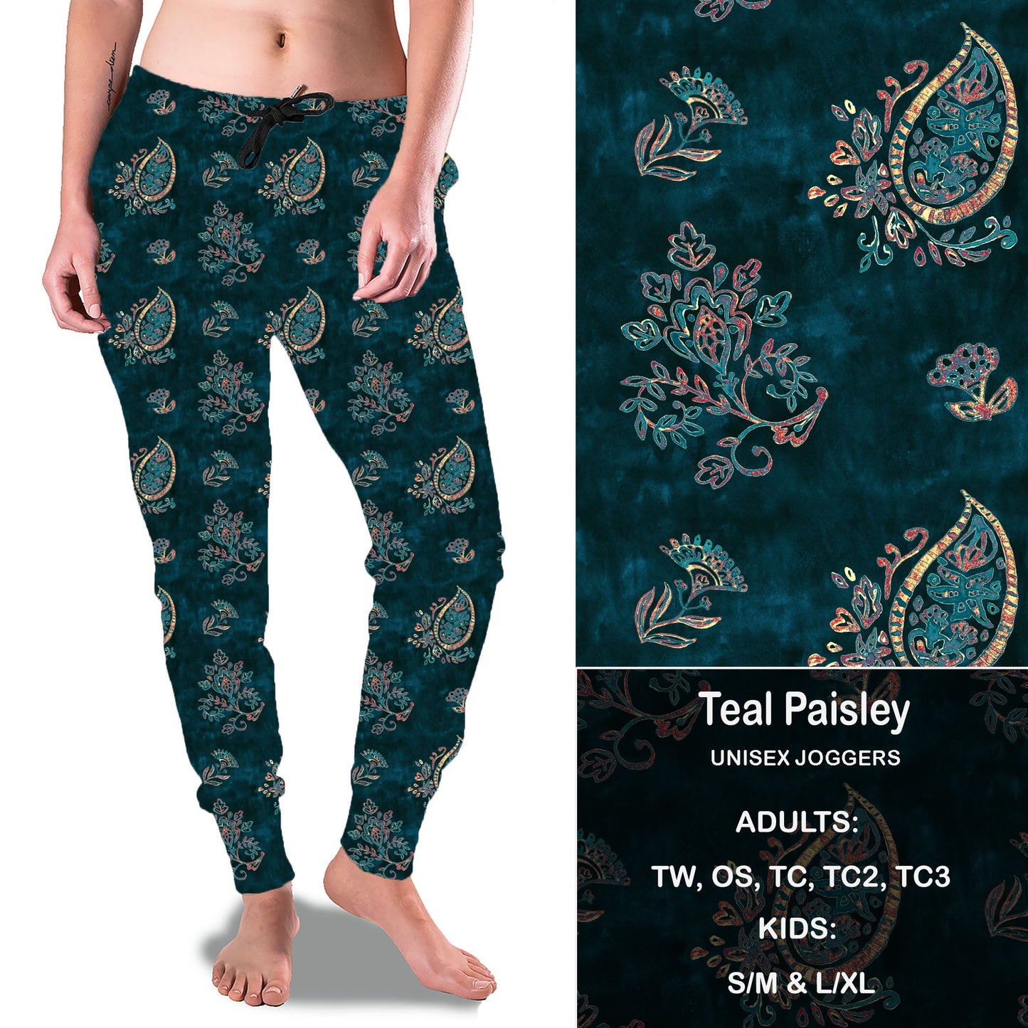 Teal Paisley - Full & Capri Joggers Preorder Closes 2/23