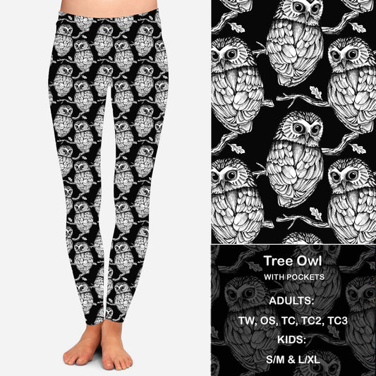 B W Tree Owl Leggings & Capris with Pockets  Preorder Closes 7/14 eta Late August