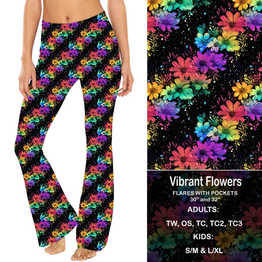 Vibrant Flowers - Yoga Flares with Pockets Preorder Closes 2/23