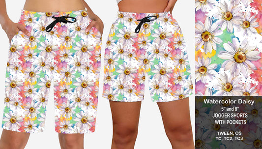 WATERCOLOR DAISY - Jogger Shorts Preorder Closes  7/28 (Copy)