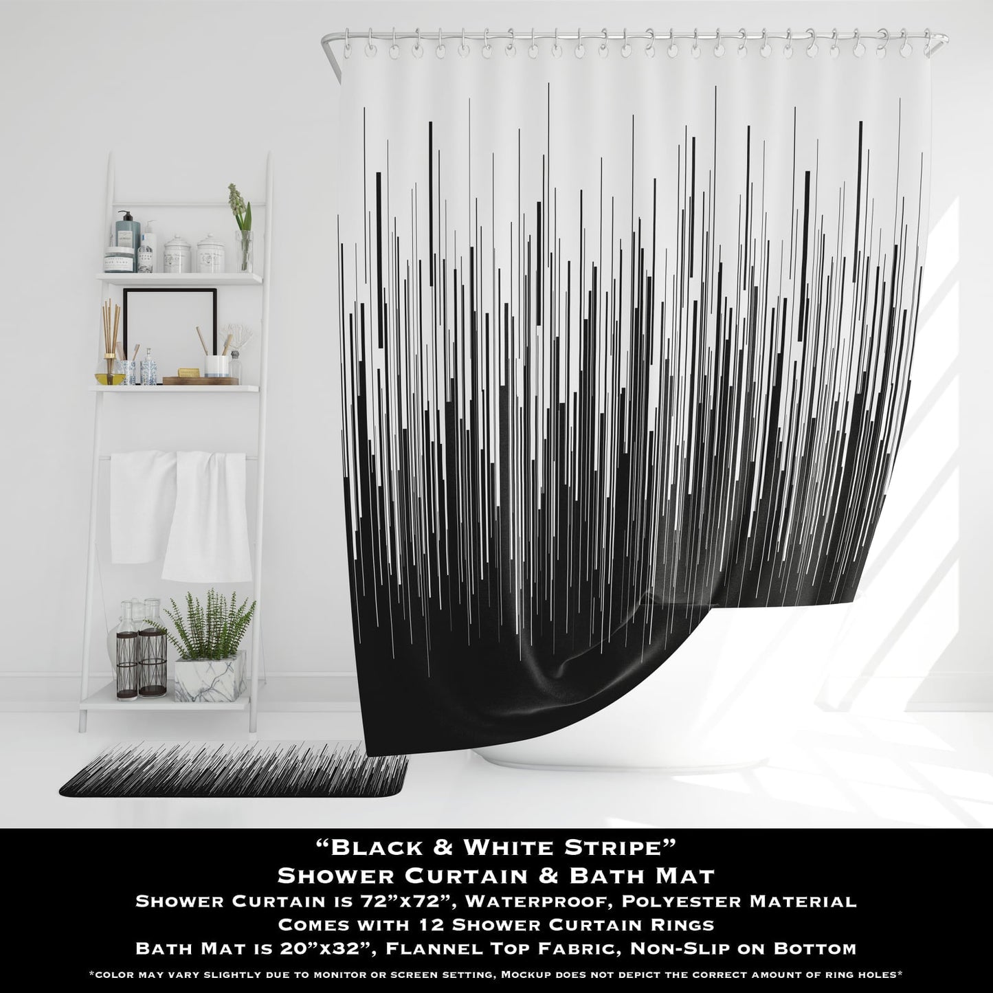 Black & White Stripe - Bath Mat